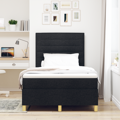 Box Spring Seng Med Hovedgærde Sort 120 X 200 Cm Stof