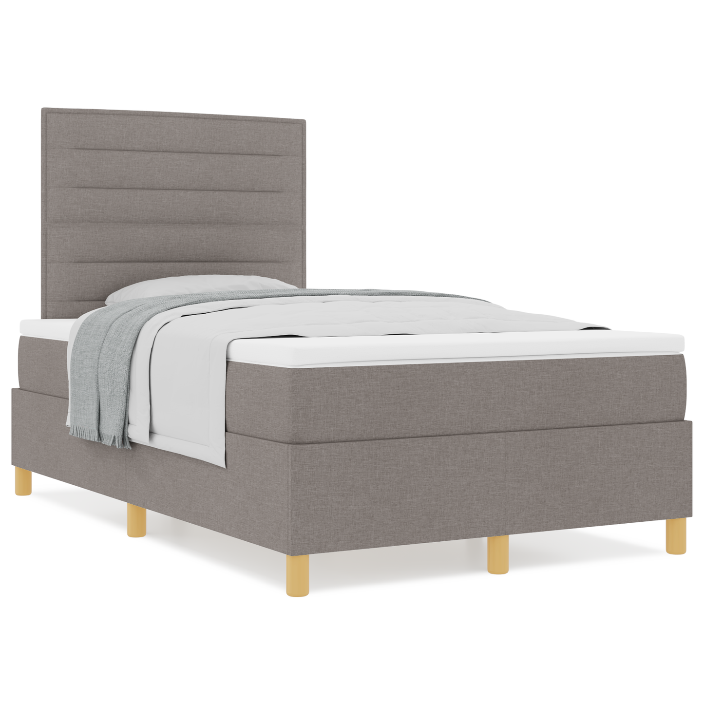 Box Spring Seng Med Hovedgærde Gråbrun 120 X 200 Cm Stof