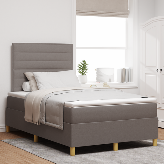 Box Spring Seng Med Hovedgærde Gråbrun 120 X 200 Cm Stof
