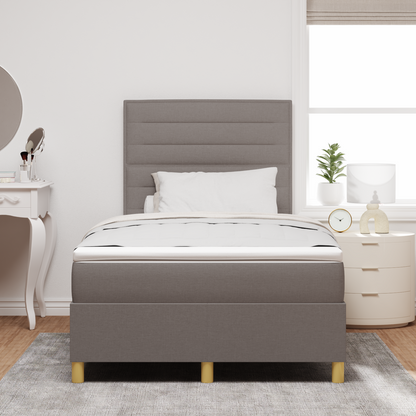 Box Spring Seng Med Hovedgærde Gråbrun 120 X 200 Cm Stof