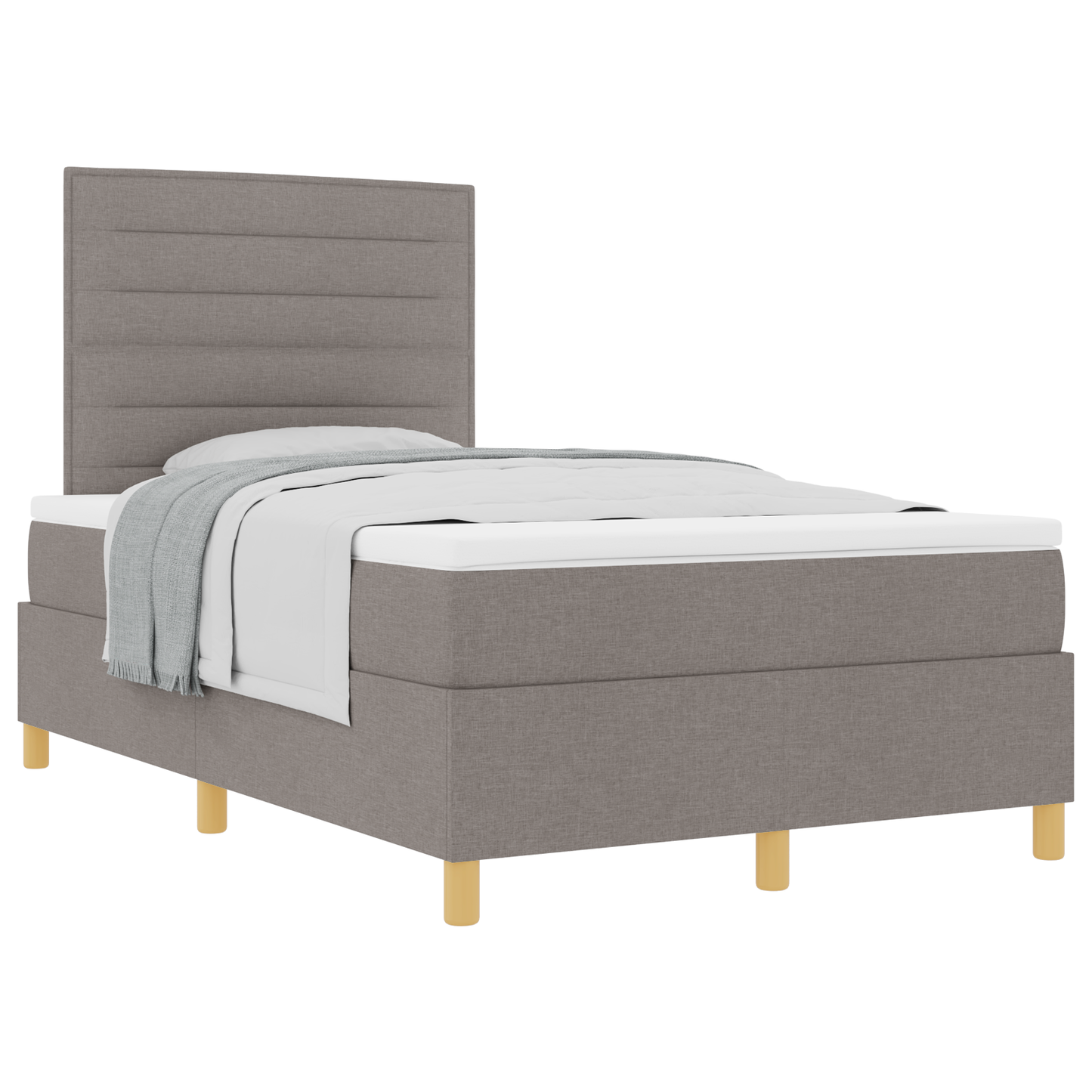 Box Spring Seng Med Hovedgærde Gråbrun 120 X 200 Cm Stof