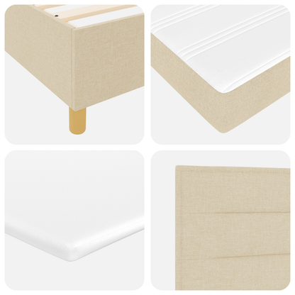 Box Spring Seng Med Hovedgærde Creme 120 X 200 Cm Stof