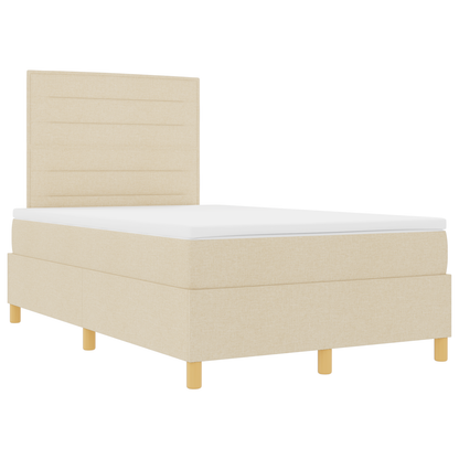 Box Spring Seng Med Hovedgærde Creme 120 X 200 Cm Stof