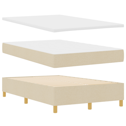Box Spring Seng Med Hovedgærde Creme 120 X 200 Cm Stof