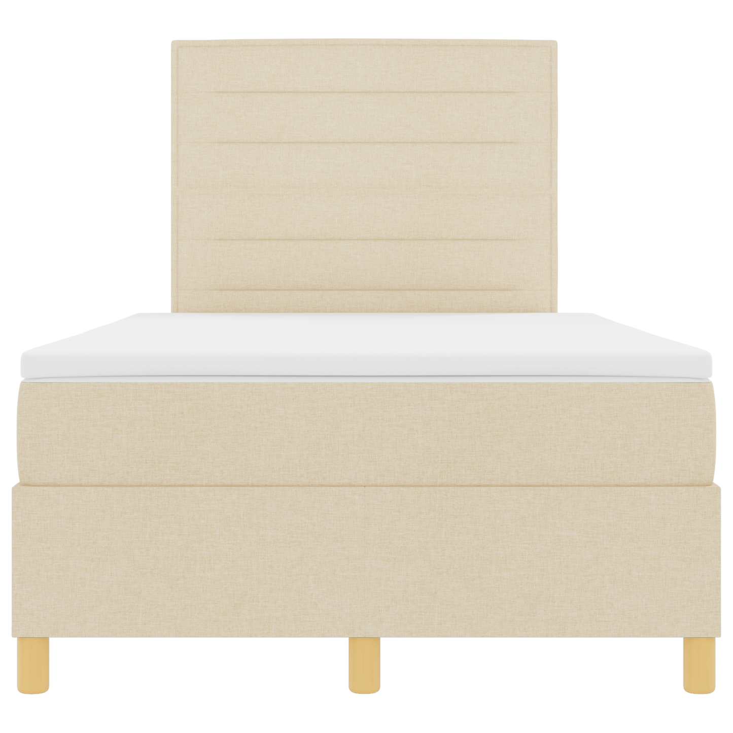 Box Spring Seng Med Hovedgærde Creme 120 X 200 Cm Stof