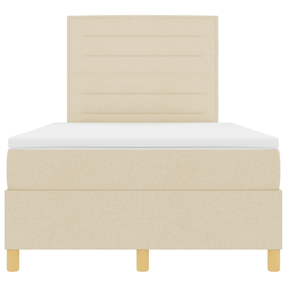 Box Spring Seng Med Hovedgærde Creme 120 X 200 Cm Stof