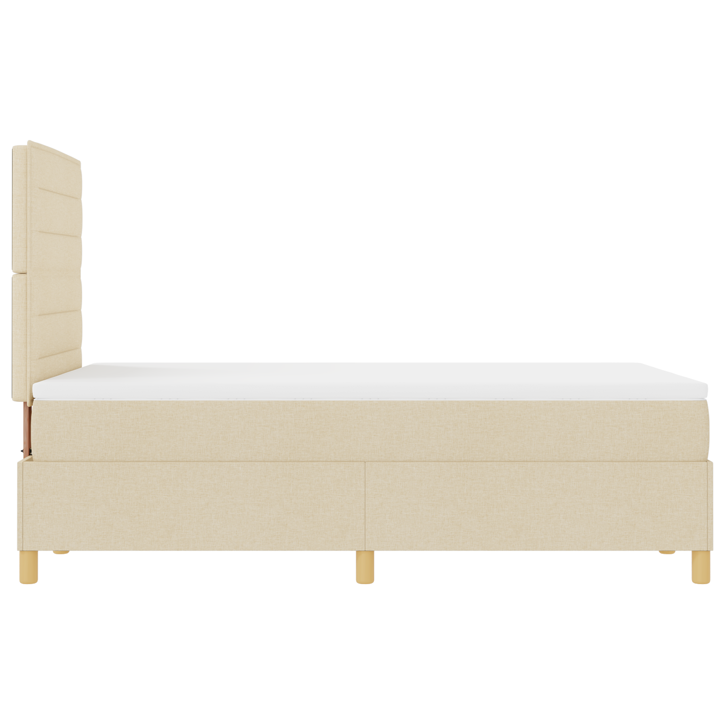 Box Spring Seng Med Hovedgærde Creme 120 X 200 Cm Stof