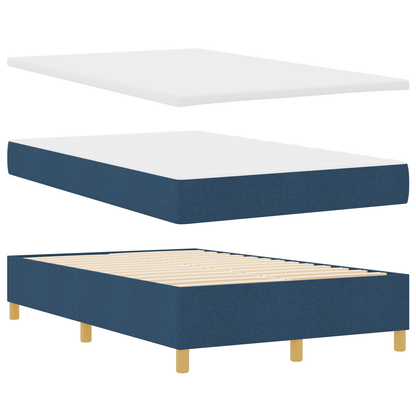 Box Spring Seng Med Hovedgærde Blå 120 X 200 Cm Stof