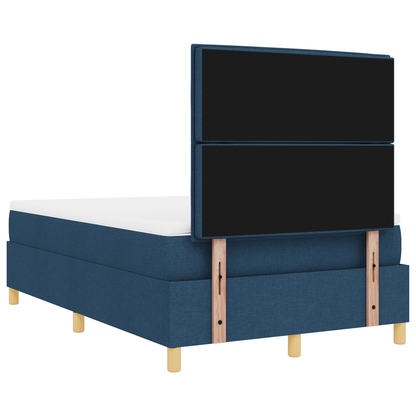 Box Spring Seng Med Hovedgærde Blå 120 X 200 Cm Stof