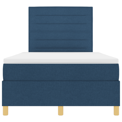 Box Spring Seng Med Hovedgærde Blå 120 X 200 Cm Stof