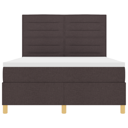 Box Spring Seng Med Hovedgærde Mørkebrun 140 X 190 Cm Stof