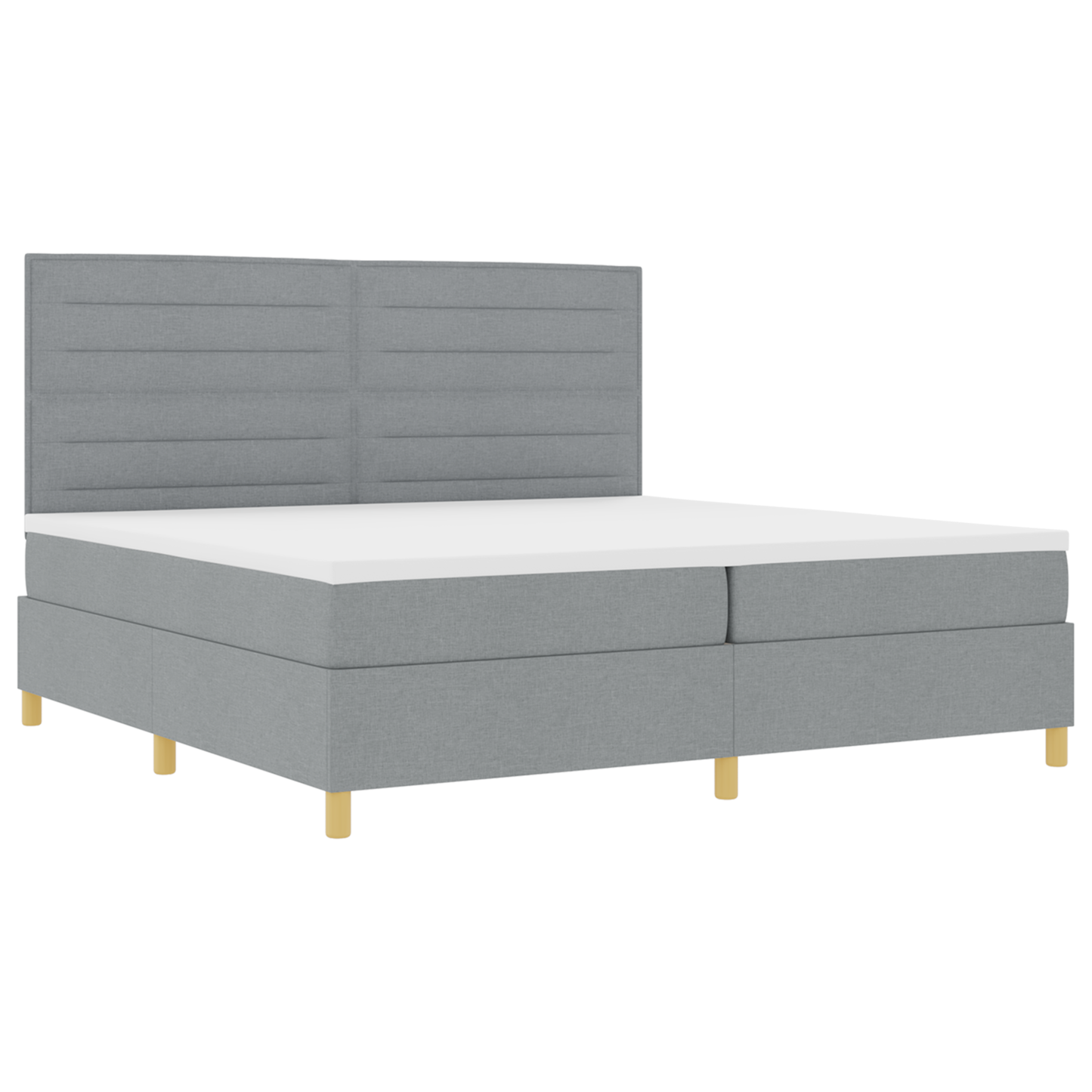 Box Spring Seng Med Hovedgærde Lysegrå 200 X 200 Cm Stof