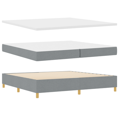 Box Spring Seng Med Hovedgærde Lysegrå 200 X 200 Cm Stof