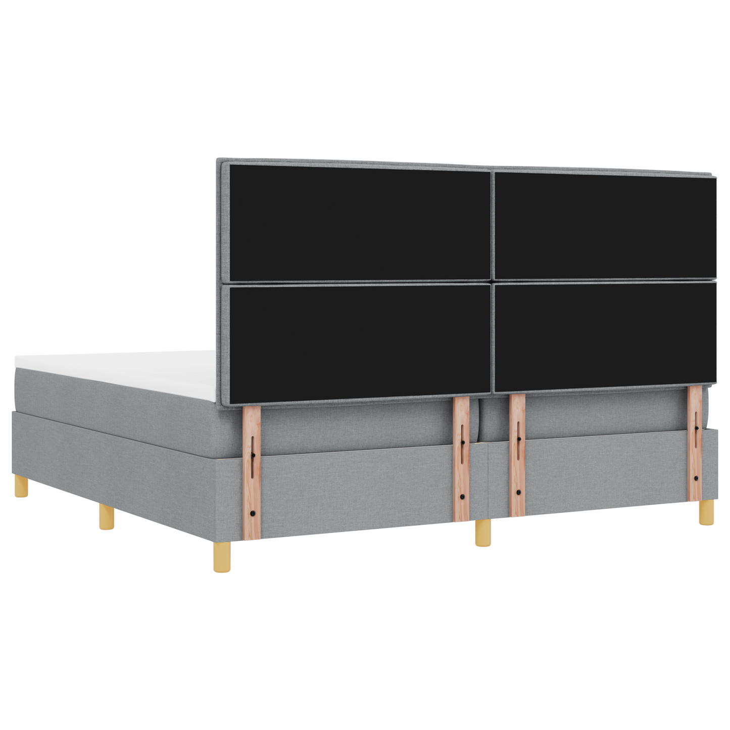Box Spring Seng Med Hovedgærde Lysegrå 200 X 200 Cm Stof