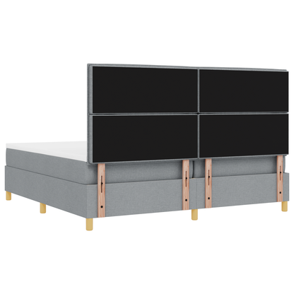 Box Spring Seng Med Hovedgærde Lysegrå 200 X 200 Cm Stof