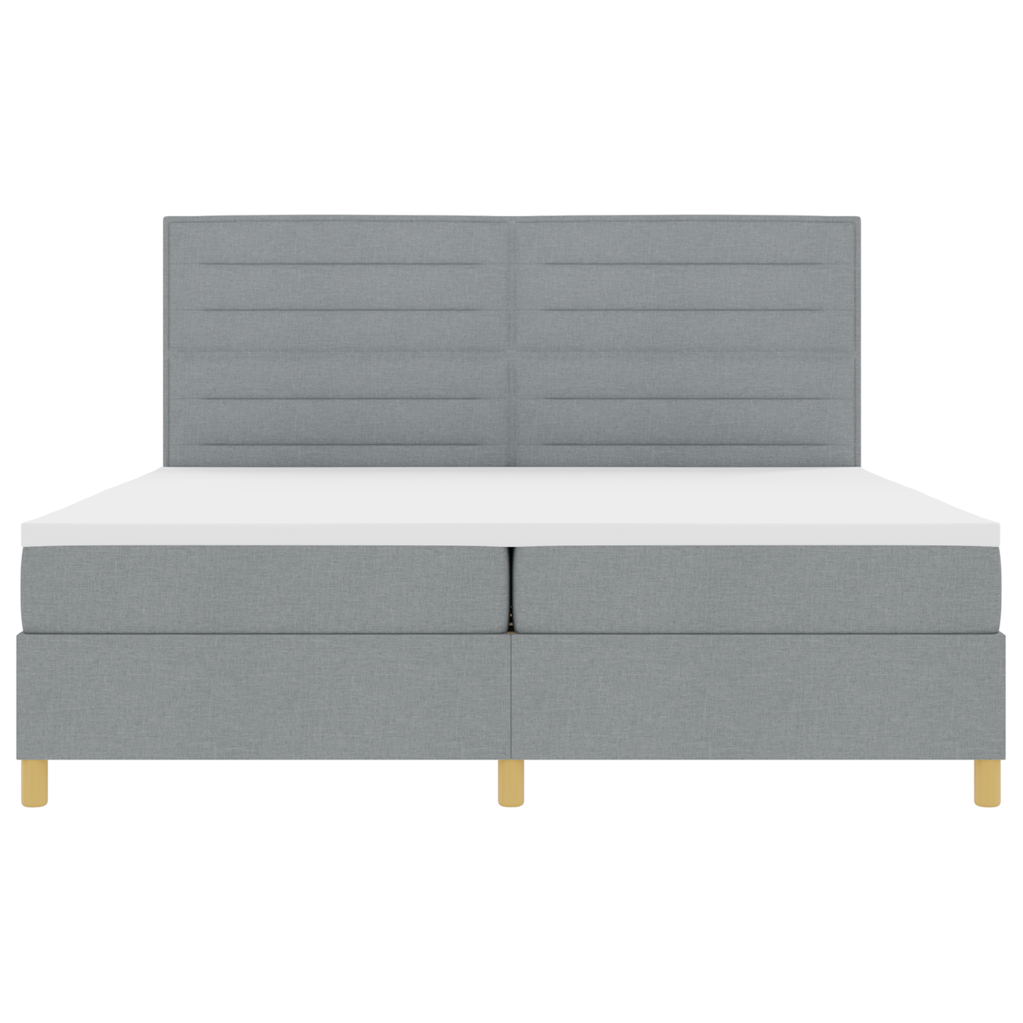 Box Spring Seng Med Hovedgærde Lysegrå 200 X 200 Cm Stof