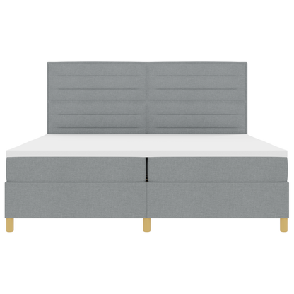 Box Spring Seng Med Hovedgærde Lysegrå 200 X 200 Cm Stof