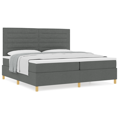Box Spring Seng Med Hovedgærde Mørkegrå 200 X 200 Cm Stof