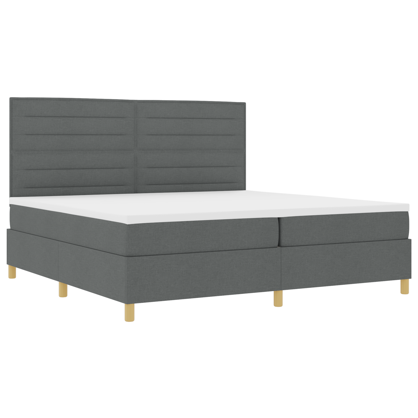 Box Spring Seng Med Hovedgærde Mørkegrå 200 X 200 Cm Stof