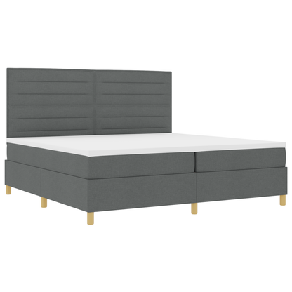 Box Spring Seng Med Hovedgærde Mørkegrå 200 X 200 Cm Stof