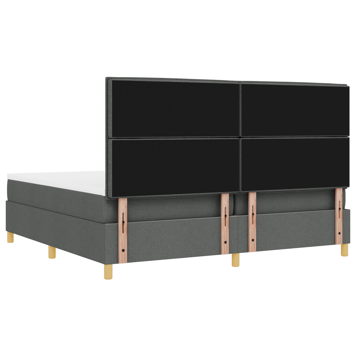 Box Spring Seng Med Hovedgærde Mørkegrå 200 X 200 Cm Stof