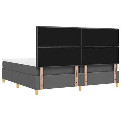 Box Spring Seng Med Hovedgærde Mørkegrå 200 X 200 Cm Stof