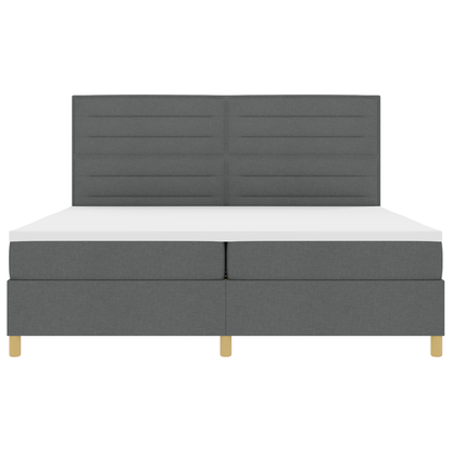 Box Spring Seng Med Hovedgærde Mørkegrå 200 X 200 Cm Stof