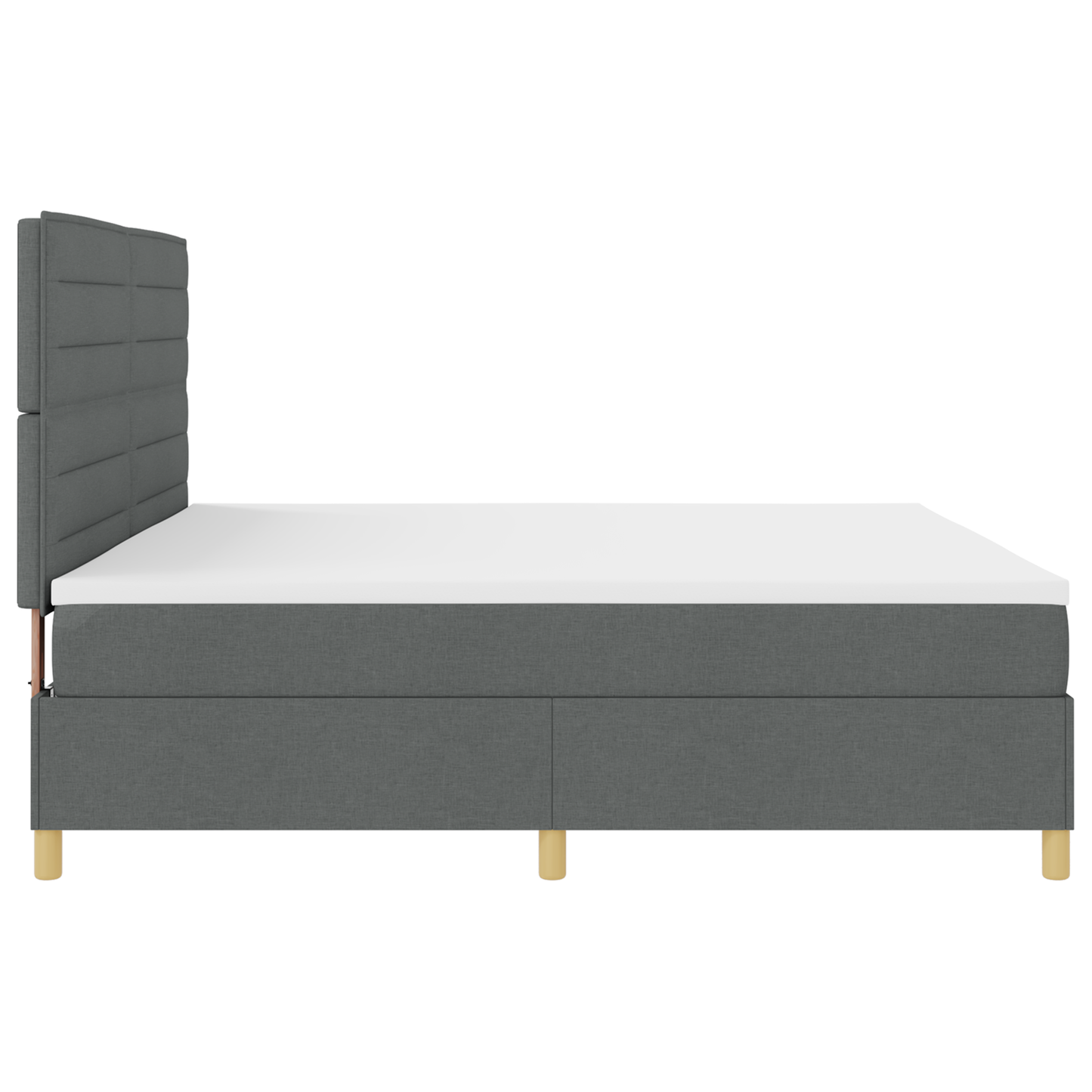 Box Spring Seng Med Hovedgærde Mørkegrå 200 X 200 Cm Stof
