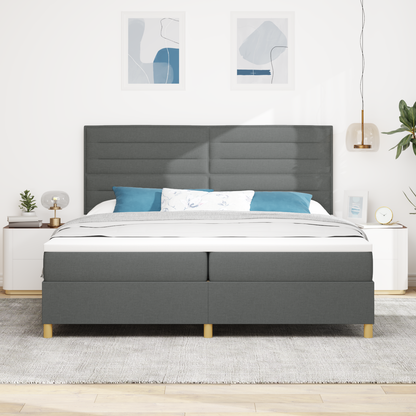 Box Spring Seng Med Hovedgærde Mørkegrå 200 X 200 Cm Stof