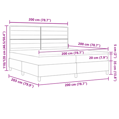 Box Spring Seng Med Hovedgærde Mørkegrå 200 X 200 Cm Stof