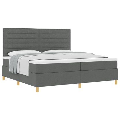 Box Spring Seng Med Hovedgærde Mørkegrå 200 X 200 Cm Stof