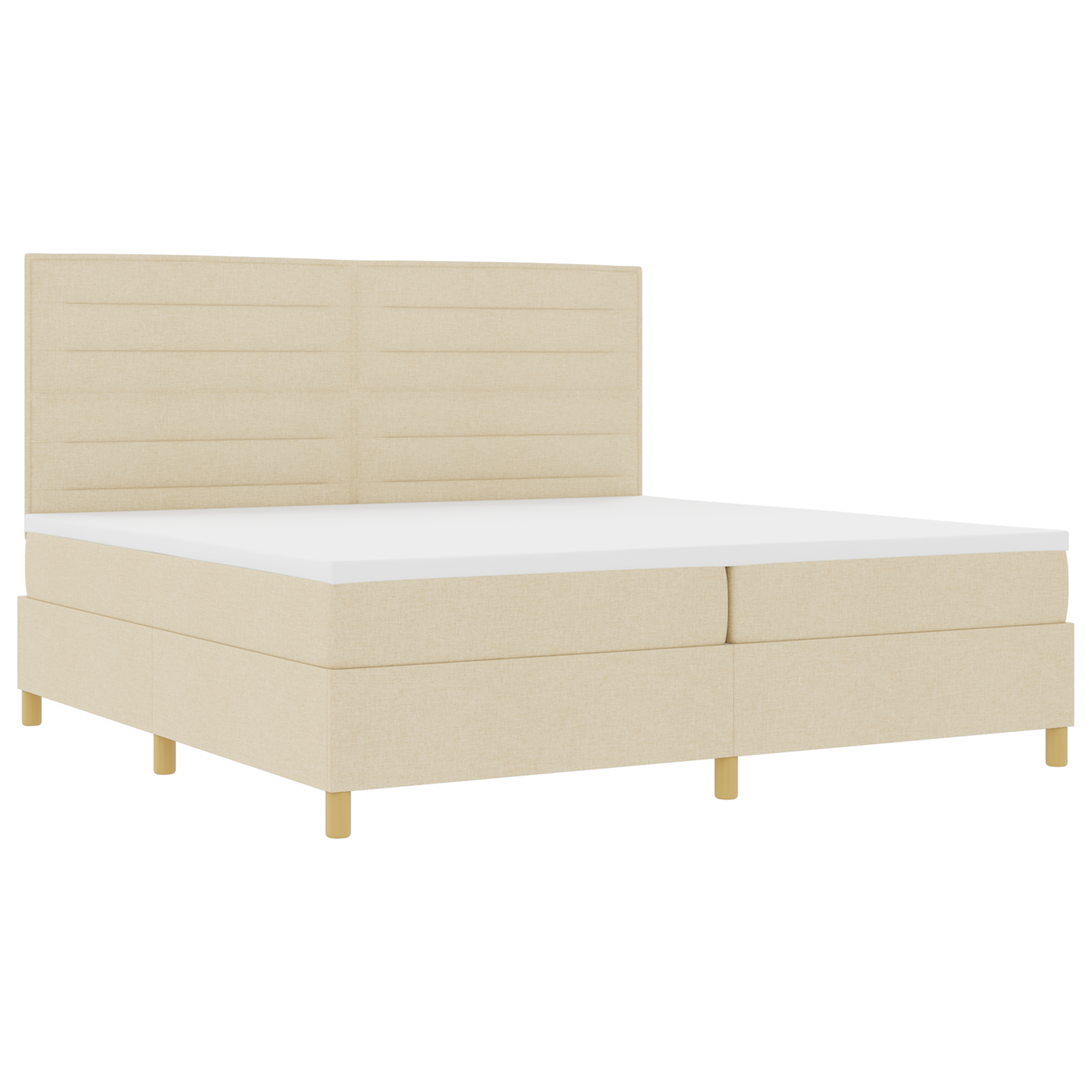 Box Spring Seng Med Hovedgærde Creme 200 X 200 Cm Stof