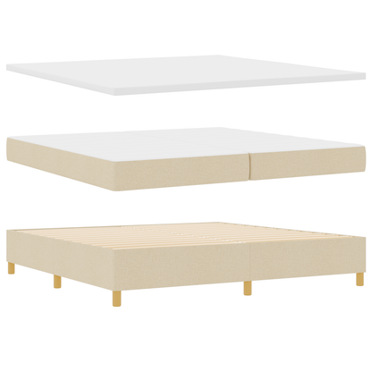 Box Spring Seng Med Hovedgærde Creme 200 X 200 Cm Stof