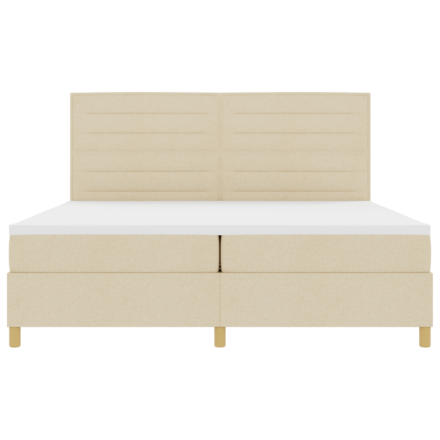 Box Spring Seng Med Hovedgærde Creme 200 X 200 Cm Stof
