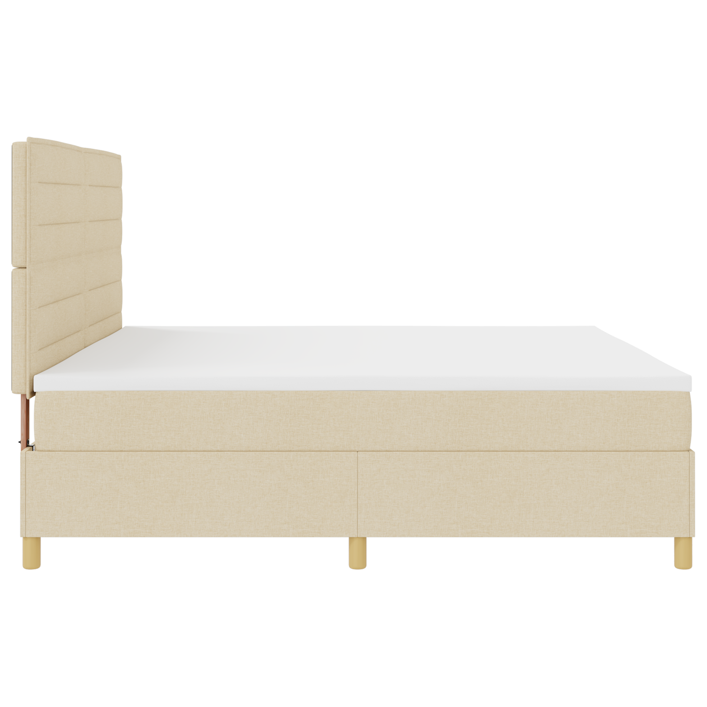 Box Spring Seng Med Hovedgærde Creme 200 X 200 Cm Stof