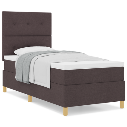 Box Spring Seng Med Hovedgærde Mørkebrun 90 X 200 Cm Stof