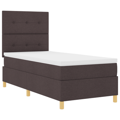Box Spring Seng Med Hovedgærde Mørkebrun 90 X 200 Cm Stof