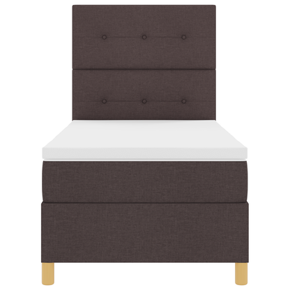 Box Spring Seng Med Hovedgærde Mørkebrun 90 X 200 Cm Stof
