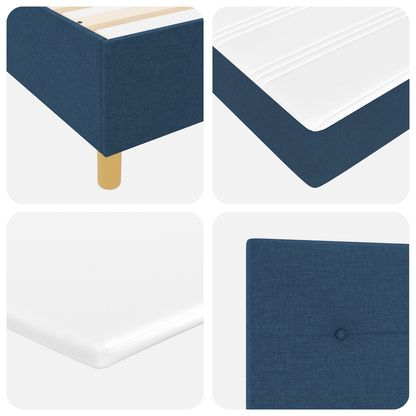 Box Spring Seng Med Hovedgærde Blå 90 X 200 Cm Stof