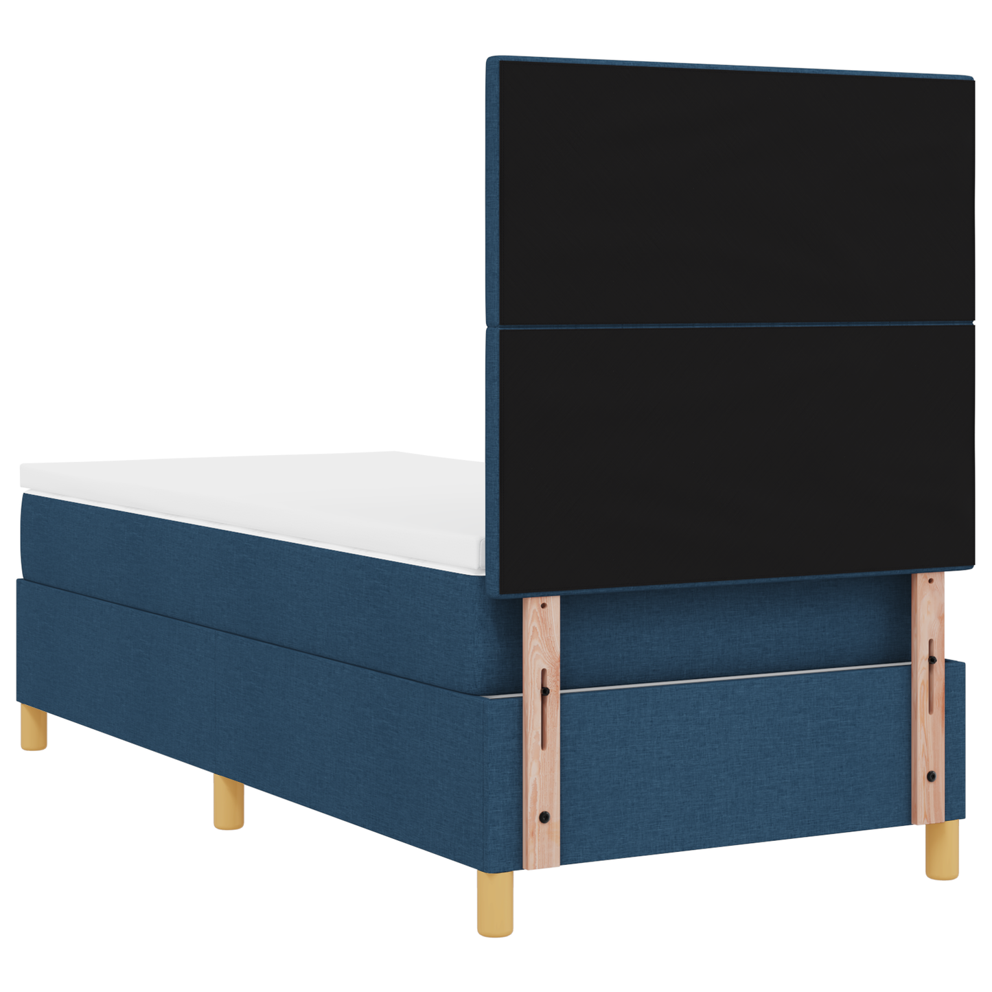 Box Spring Seng Med Hovedgærde Blå 90 X 200 Cm Stof