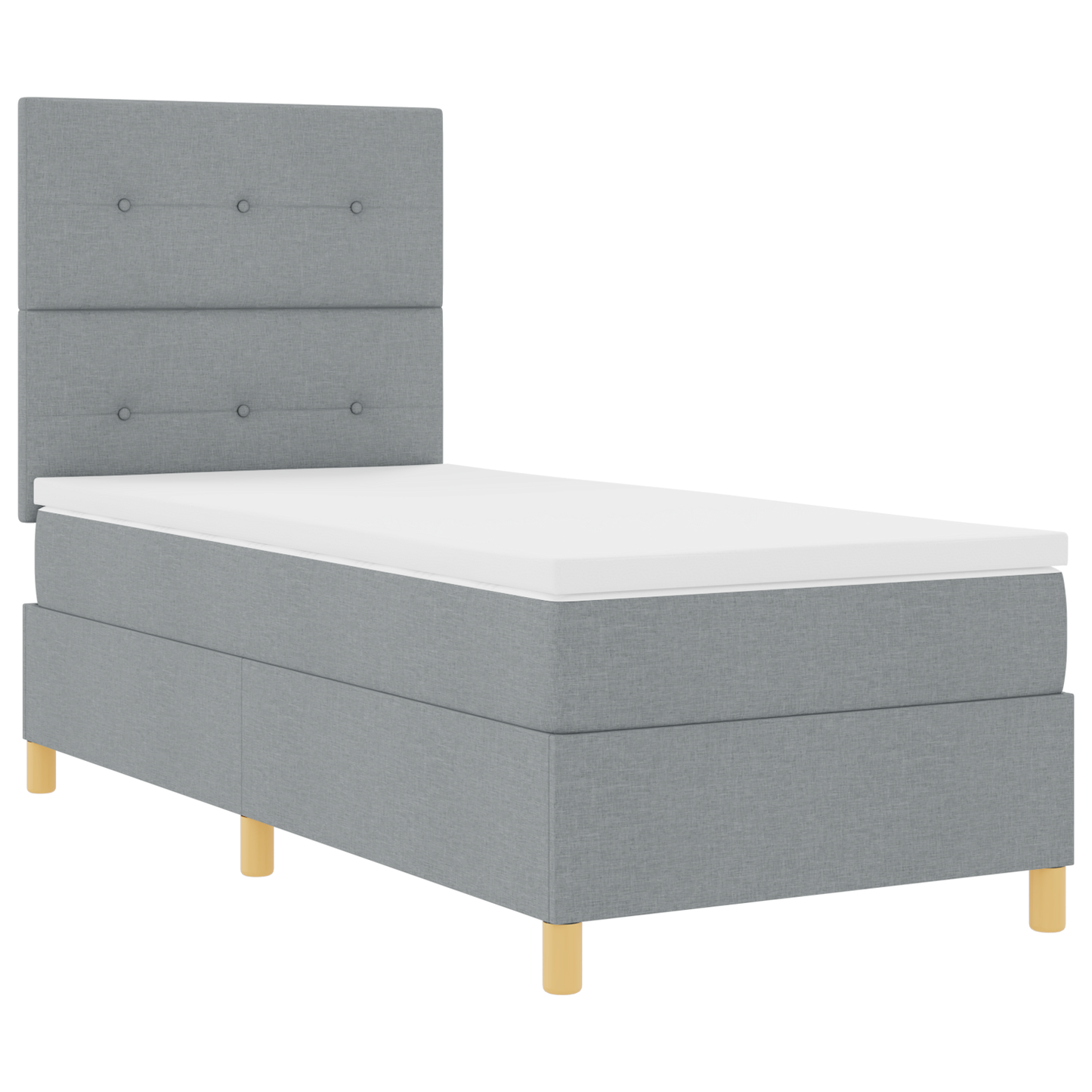 Box Spring Seng Med Hovedgærde Lysegrå 100 X 200 Cm Stof