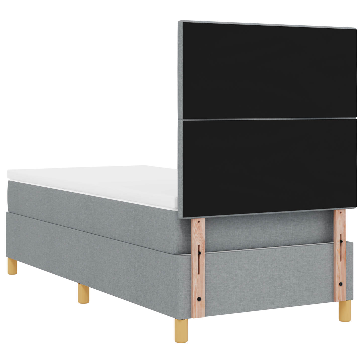 Box Spring Seng Med Hovedgærde Lysegrå 100 X 200 Cm Stof
