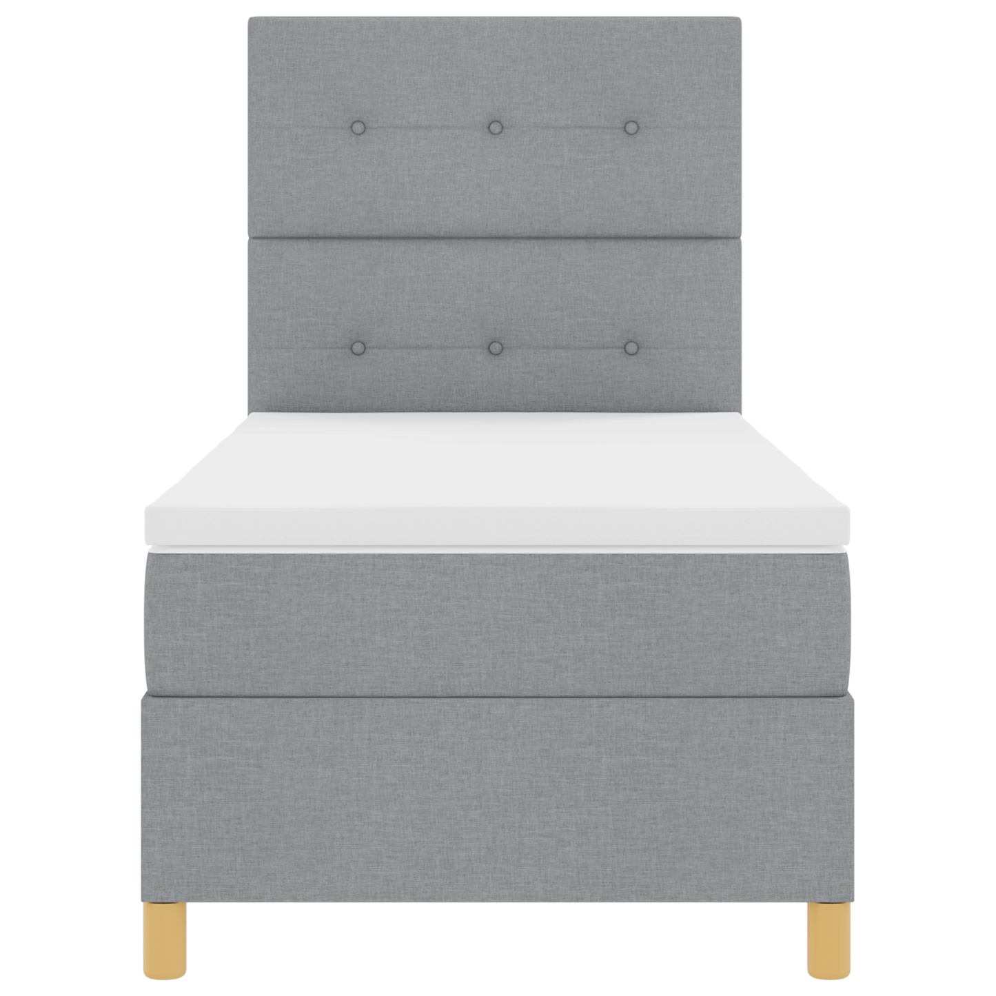 Box Spring Seng Med Hovedgærde Lysegrå 100 X 200 Cm Stof
