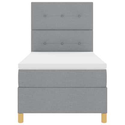 Box Spring Seng Med Hovedgærde Lysegrå 100 X 200 Cm Stof