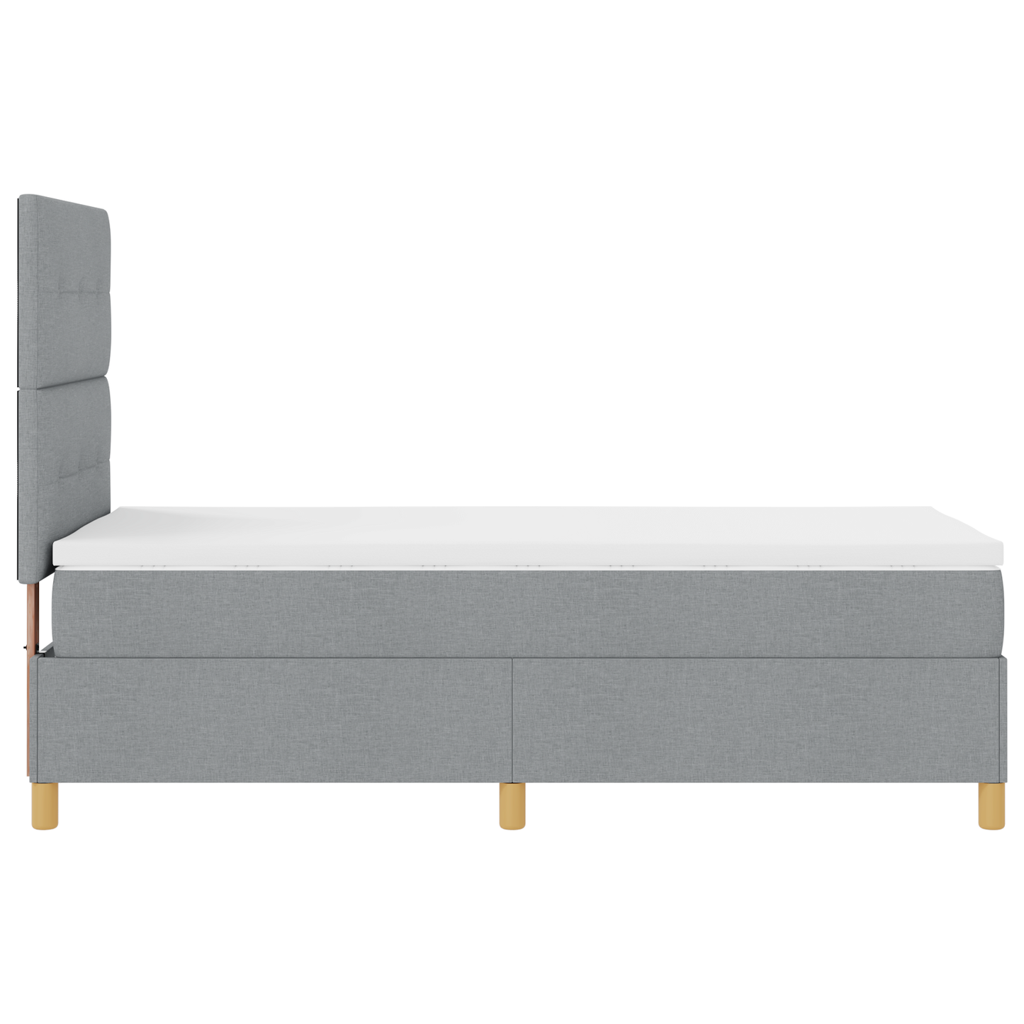 Box Spring Seng Med Hovedgærde Lysegrå 100 X 200 Cm Stof