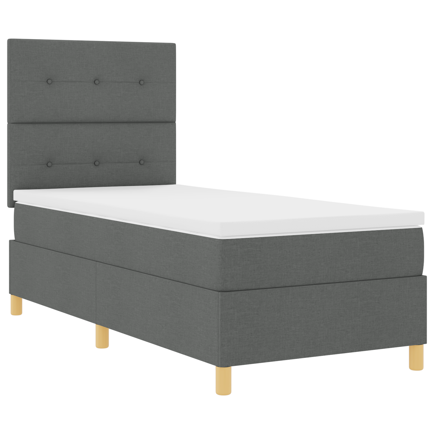 Box Spring Seng Med Hovedgærde Mørkegrå 100 X 200 Cm Stof