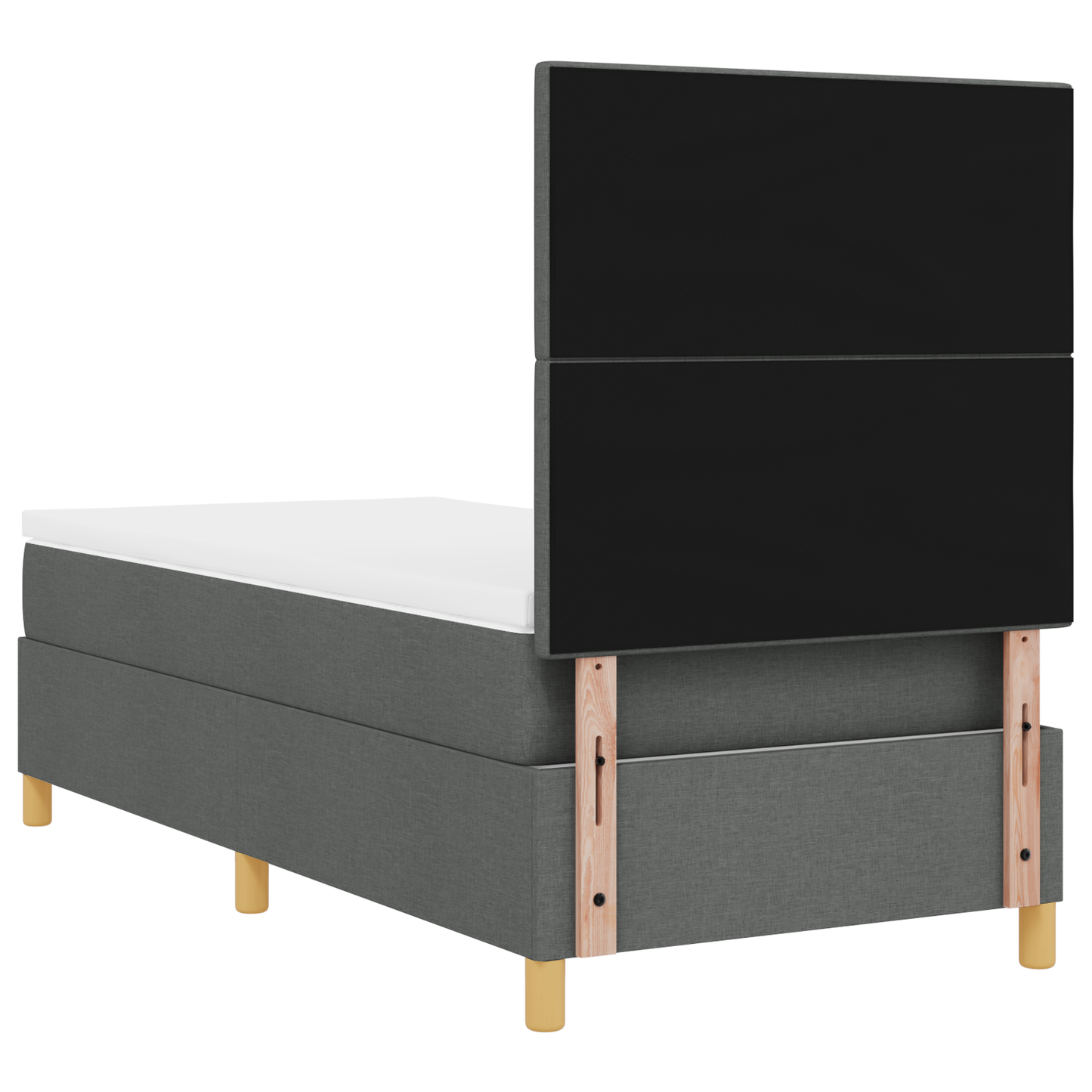 Box Spring Seng Med Hovedgærde Mørkegrå 100 X 200 Cm Stof