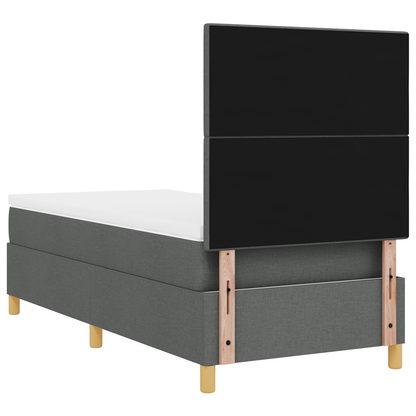 Box Spring Seng Med Hovedgærde Mørkegrå 100 X 200 Cm Stof
