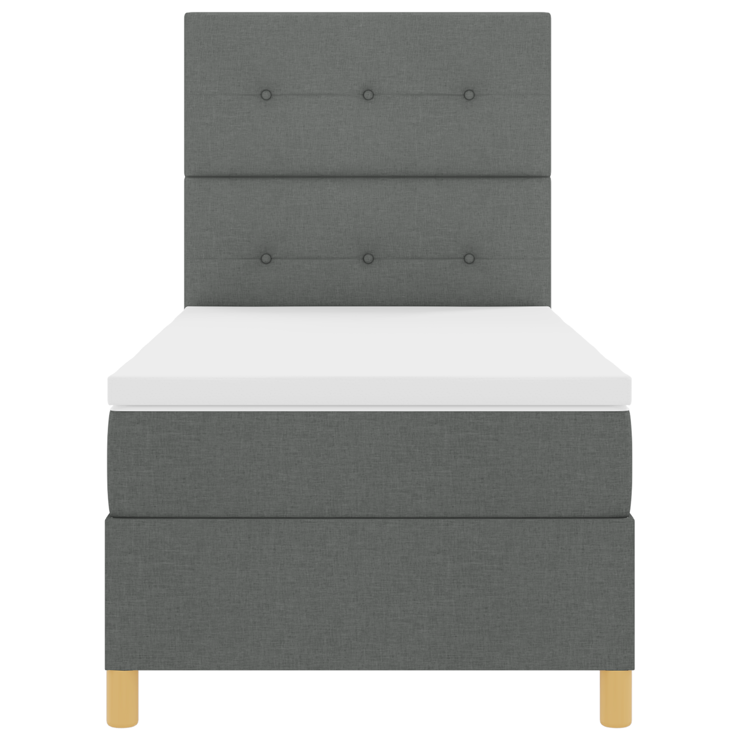 Box Spring Seng Med Hovedgærde Mørkegrå 100 X 200 Cm Stof