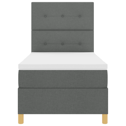 Box Spring Seng Med Hovedgærde Mørkegrå 100 X 200 Cm Stof